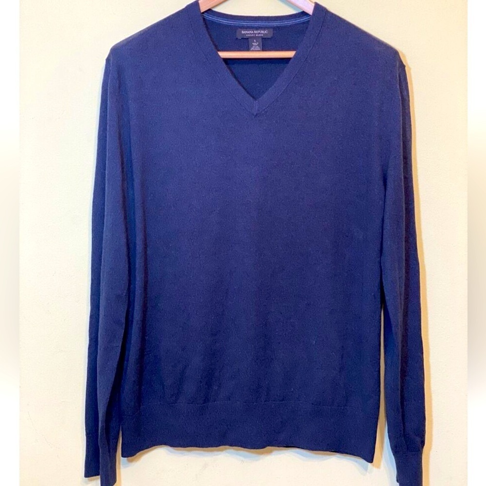 Banana Republic Men V-neck Top Luxury Blend, Silk/Cotton/Cashmere, Size L